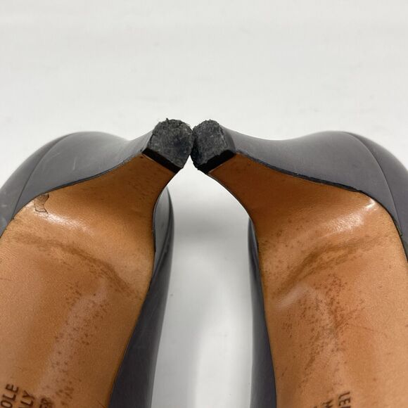 Salvatore Ferragamo Shoes Womens 10 AAA Narrow Gray Leather Pumps Made in Italy - Picture 15 of 16